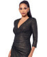 Petite Ruched Metallic Long-Sleeve Gown