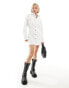 COLLUSION denim shirt mini dress in white