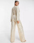 Style Cheat tie front sequin jumpsuit in gold