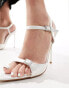 Simmi London Kameo buckle detail heeled snadals with pointed toe in white snake