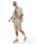 Sixth June co-ord textured cargo shorts in beige