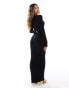 Missyempire soft ribbed long sleeve maxi dress in black