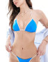 Free Society contrast triangle bikini top in blue and white