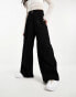 River Island belted wide leg trouser in black