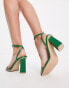 RAID Wide Fit Emor mid heel sandals in green croc