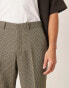 ASOS DESIGN smart straight leg wool blend trousers in dark green puppytooth