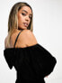 & Other Stories off-shoulder velvet mini dress in black