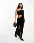 Pull&Bear one shoulder cut out maxi dress in black