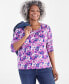 Plus Size Printed Scoop-Neck Long-Sleeve Top, Created for Macy's