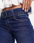 Pimkie high waisted belted flared jeans in dark blue