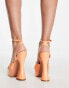 Simmi London Wide Fit Oceani platforms with flared heel in apricot patent