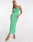 ASOS DESIGN tie shoulder cowl neck slinky beach midaxi dress in green