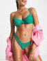 Free Society mix and match underwire bikini top in green crinkle