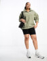 ASOS DESIGN Curve Weekend Collective oversized borg half zip with burnout in sage green