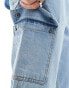 DTT rigid straight fit cargo jeans in light blue