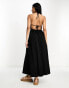 ASOS DESIGN halter midaxi dress with shirred bodice in black