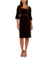 Women's Velvet Bell-Sleeve Sheath Dress