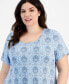 Plus Size Marrahkesh Medallion Print Top, Created for Macy's