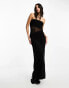 ASOS DESIGN slinky sheer cut out maxi dress in black