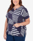 Plus Size Stars And Stripes Split Neck Tee