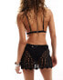 COLLUSION beach knitted low rise crochet micro mini skirt in black