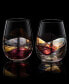 Artisanal Hand Painted Stemless Wine Glasses, Set of 2