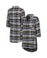 Женская пижама Concepts Sport Womens Black Vegas Golden Knights Mainstay Flannel Full-Button Three-Quarter Sleeve Nightshirt