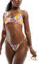 ASOS DESIGN mix and match square neck skinny strap bikini top in vibrant abstract print