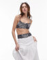 Topshop square neck cami bikini top in mono animal print