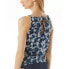 Michael Kors Palm Mix Blouson High Neck Tankini Top New Navy Size MD