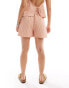 ASOS DESIGN linen look boxer shorts in orange stripe co ord