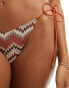 South Beach embroidered tie side bikini bottom in rust abstract print