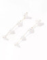 ASOS DESIGN drop earrings with faux natural pearl and fine chain detail in gold tone