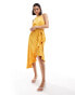 Style Cheat halterneck ruffle midi dress in marigold