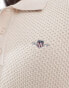 GANT shield logo embroid structured cotton knit polo in beige