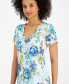 Petite Floral Printed Ruffled-Hem Top, Created for Macy's