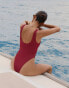 4th & Reckless x Luana Barron roc crinkle swimsuit in cherry red