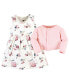 Toddler Girls Quilted Cardigan and Dress 2pck, Dusty Rose Floral