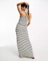 ASOS DESIGN halter neck maxi dress with twist back and ruched skirt in stripe