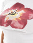 Pull&Bear baby tee with hibiscus flower print in white