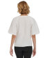 Women's Mixed Media Puff Sleeve Top