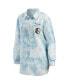 Women's White Boston Bruins Oversized Tie-Dye Button-Up Denim Shirt