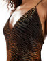 Amy Lynn maxi dress with open back in tiger velvet burnout