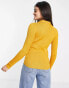 NA-KD knitted long sleeve polo top in mustard