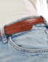 Mango round buckle croc belt in brown