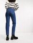 NA-KD high waist straight leg jeans in mid blue