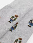 Polo Ralph Lauren 2 pack socks with all over bear logo in grey blue