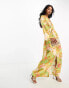 Never Fully Dressed plunge pleated maxi dress in sunset tropic print