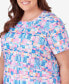 Plus Size Paradise Island Geometric Top with Braided Neckline