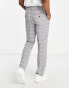 Mennace straight leg suit trousers in grey check